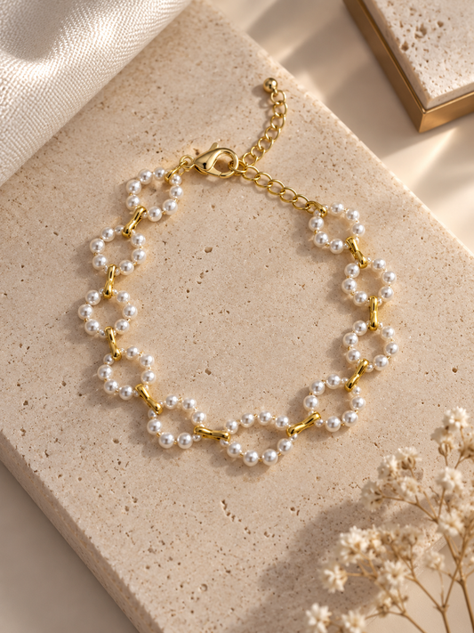 Pearl Blossom Gold Bracelet