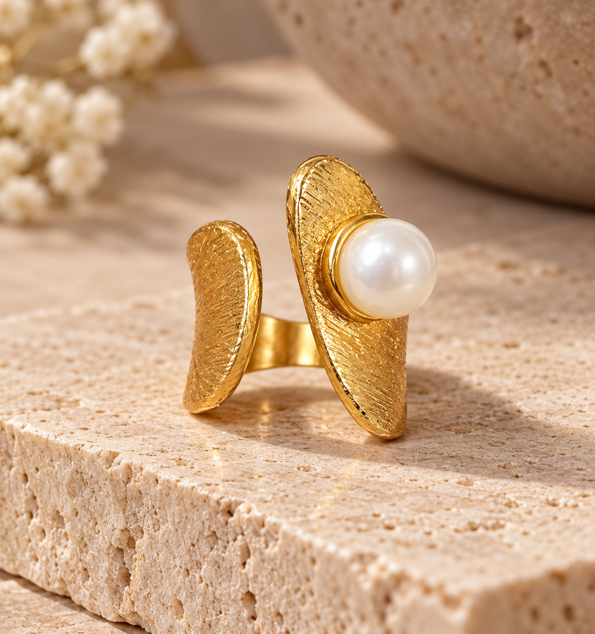 Sculpted Pearl Statement Ring