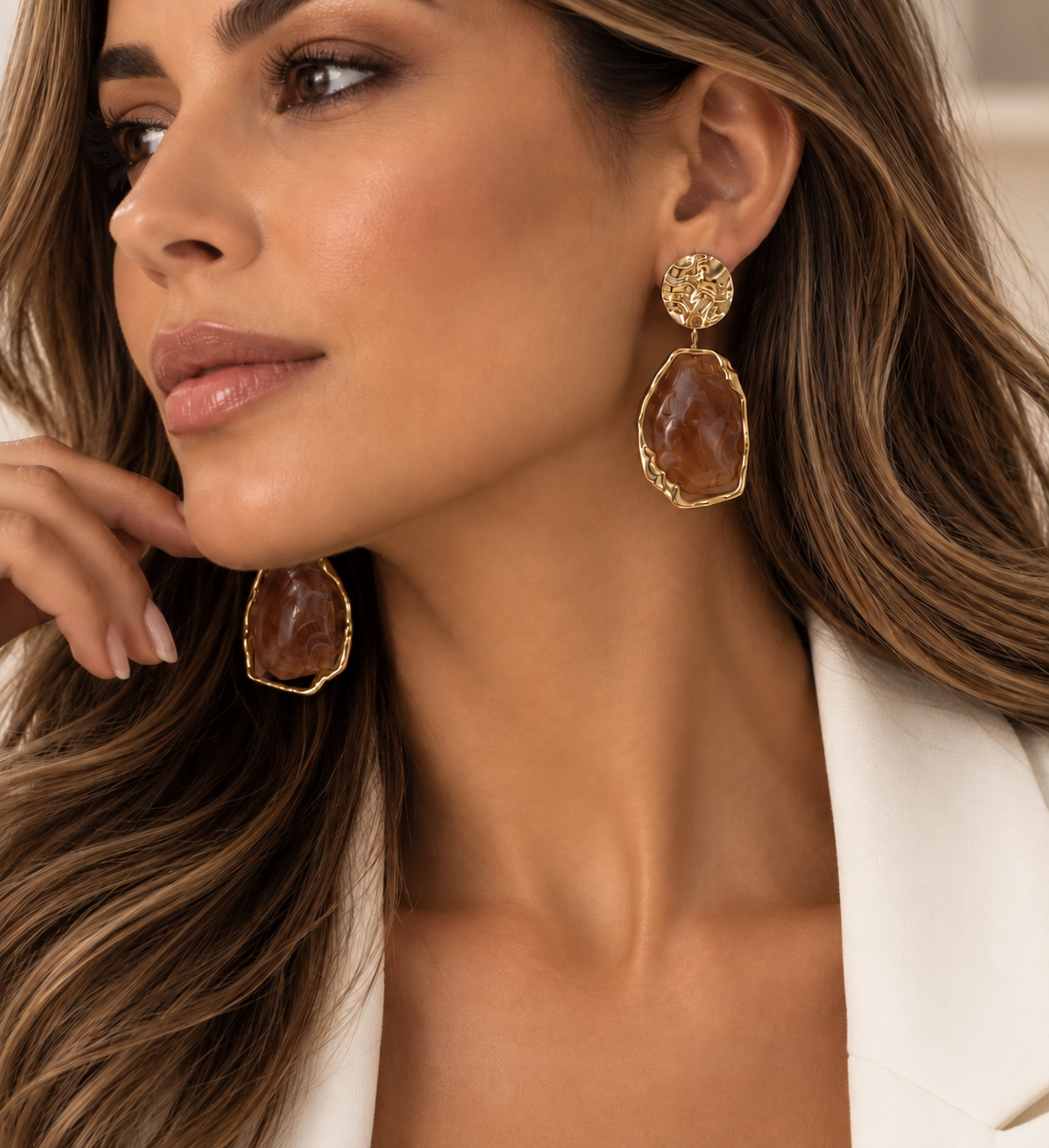 Camel Sculpted Drop Earrings