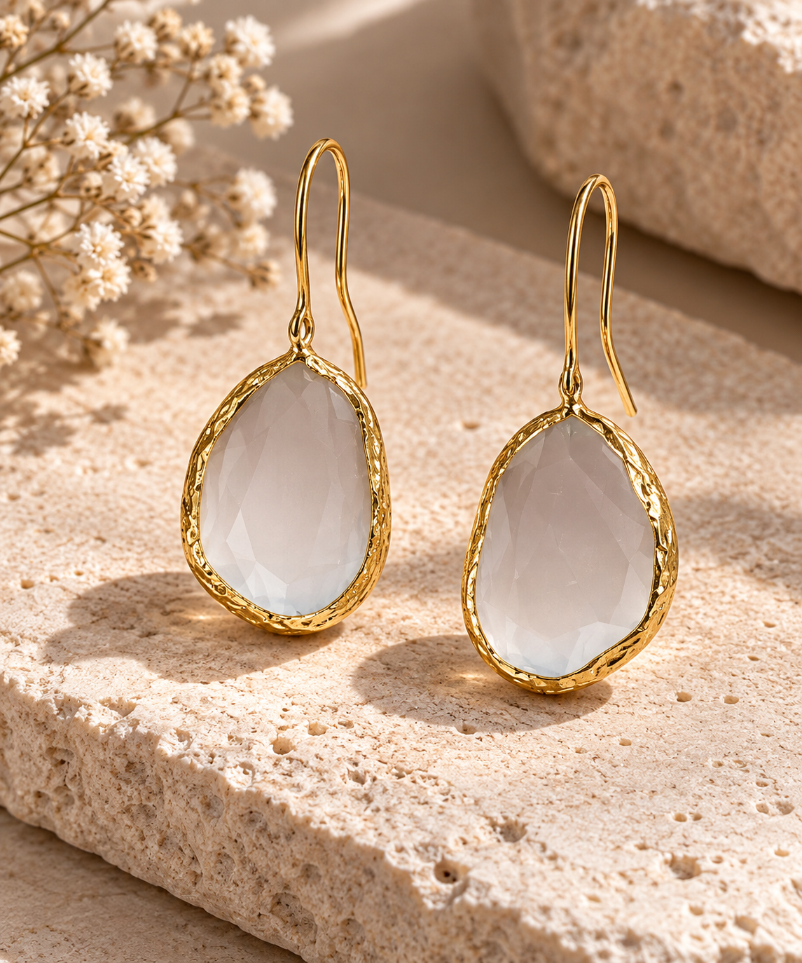 Turkish Ivory Faceted Drop Earrings