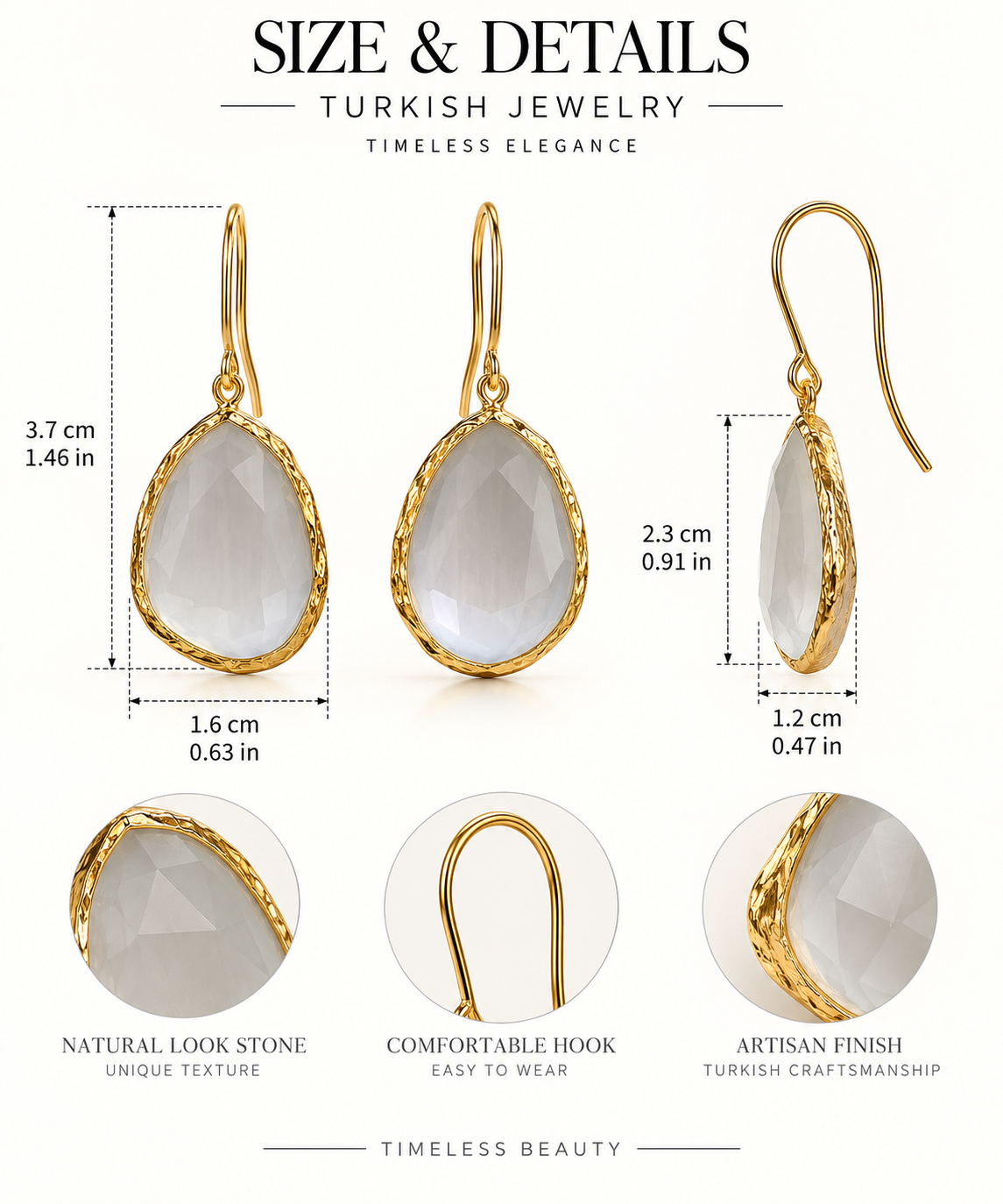 Turkish Ivory Faceted Drop Earrings