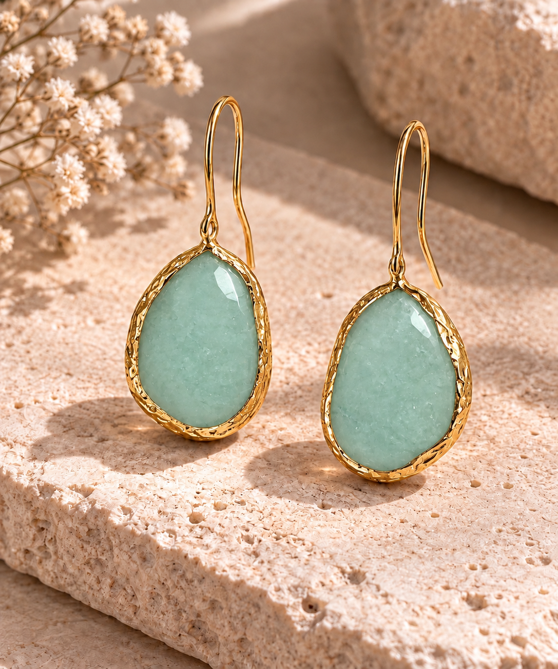 Turkish Mint Faceted Drop Earrings