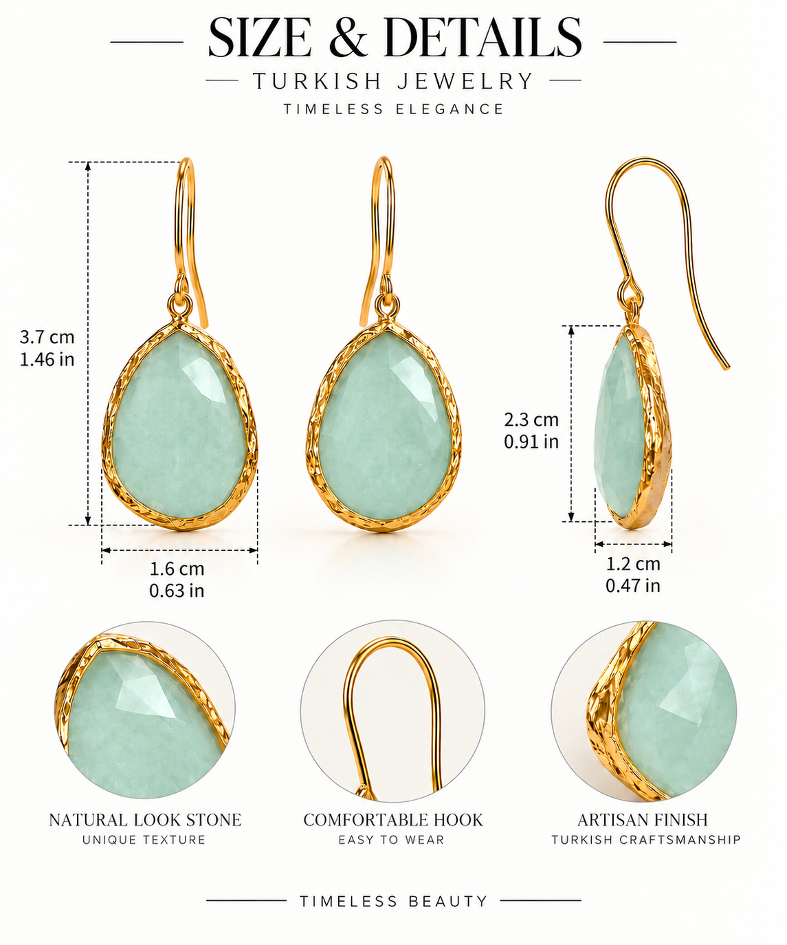 Turkish Mint Faceted Drop Earrings