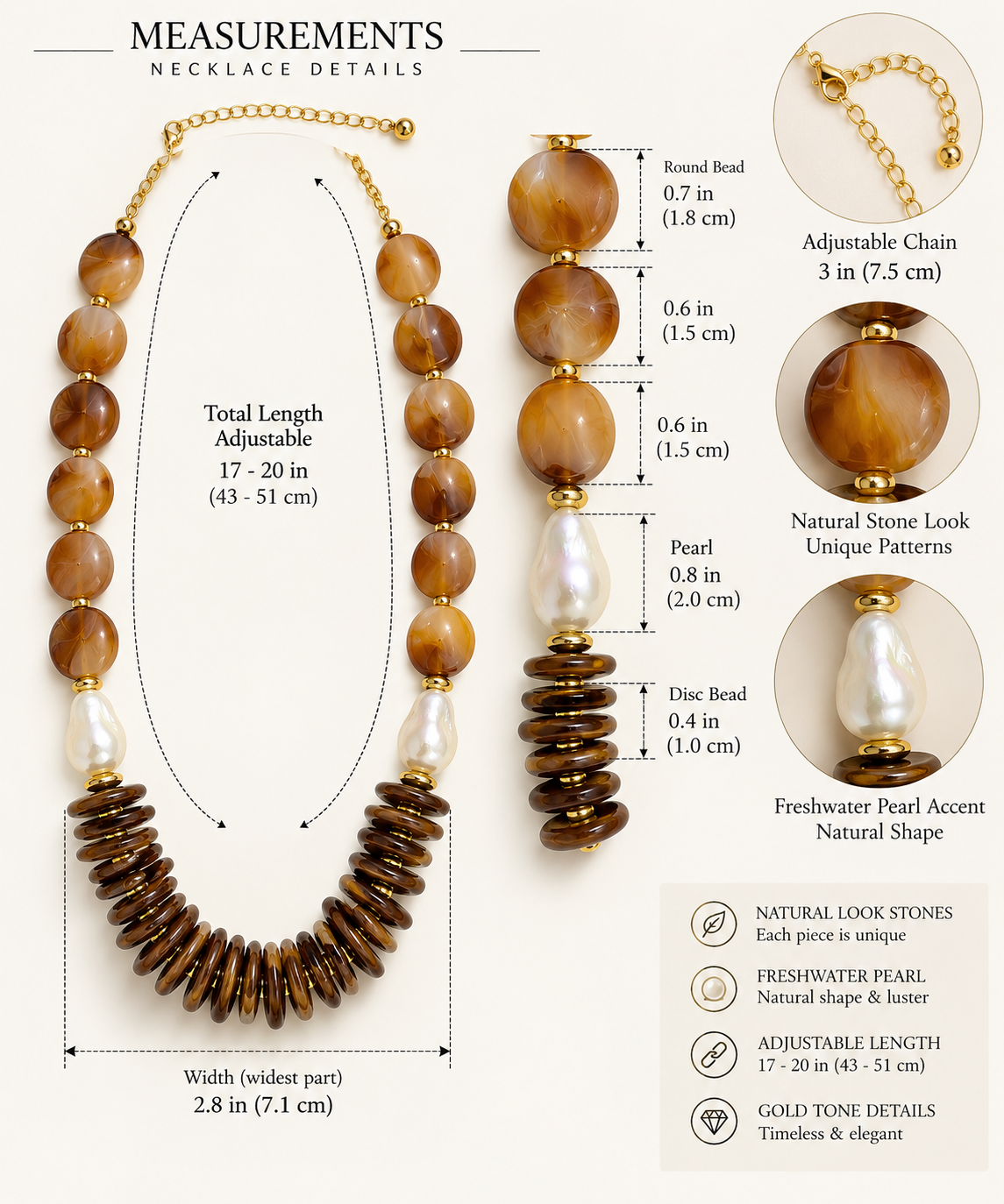 Turkish Amber Stone & Baroque Pearl Statement Necklace