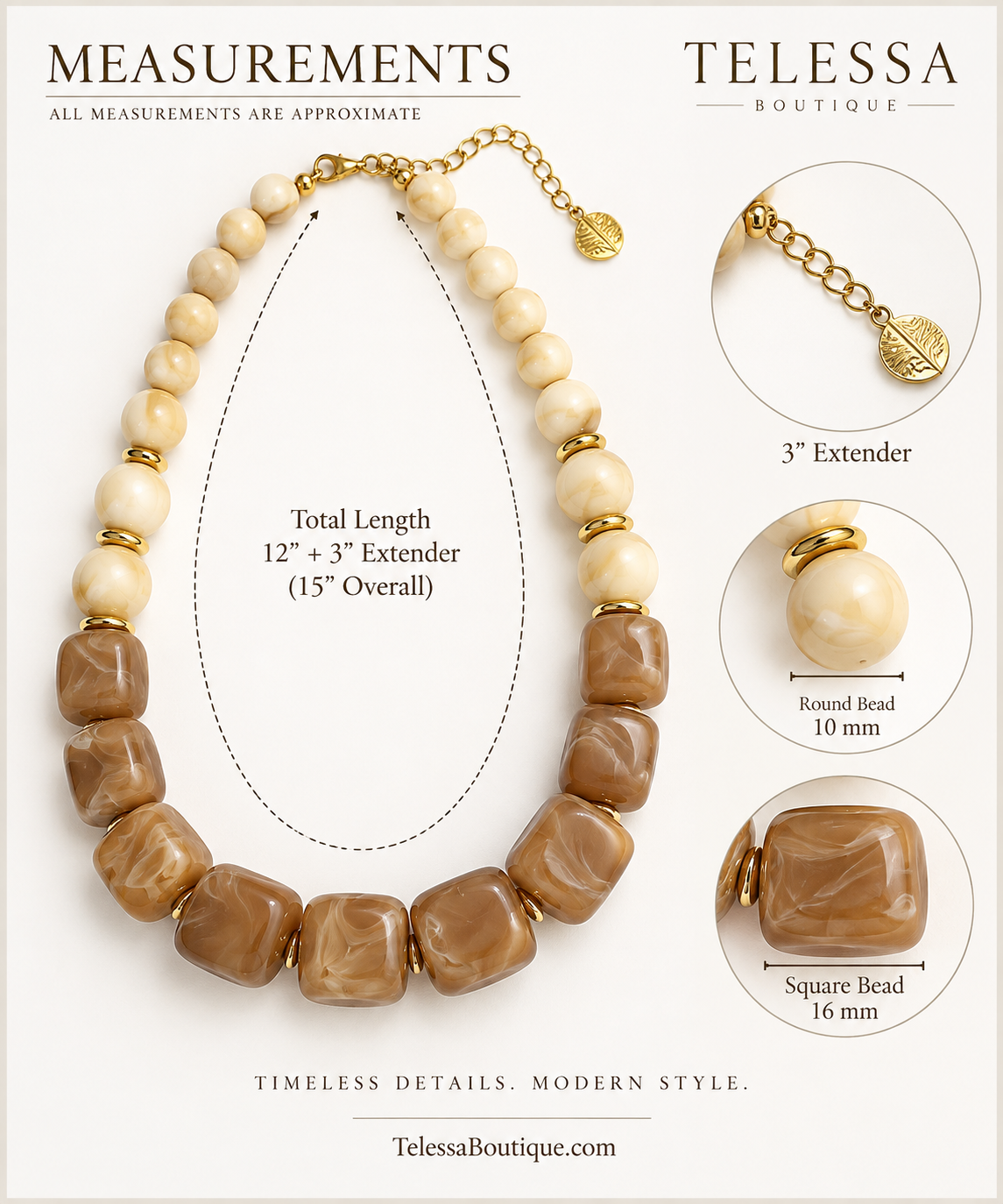 Turkish Caramel Marble Statement Necklace