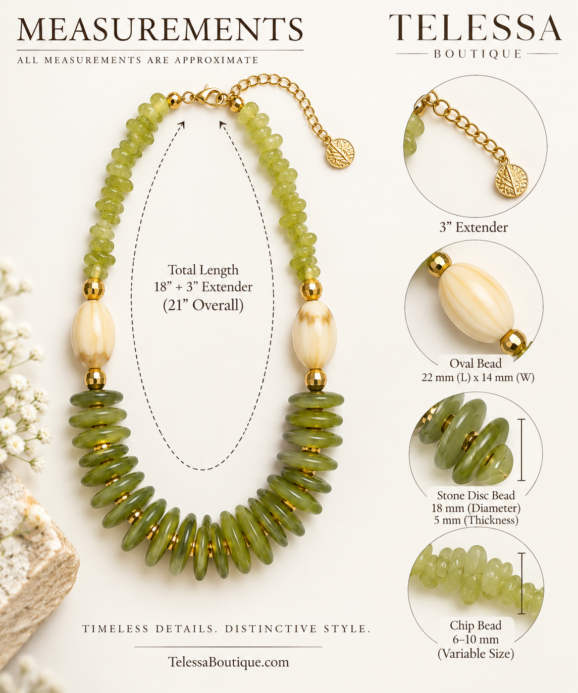 Turkish Olive Stone Statement Necklace