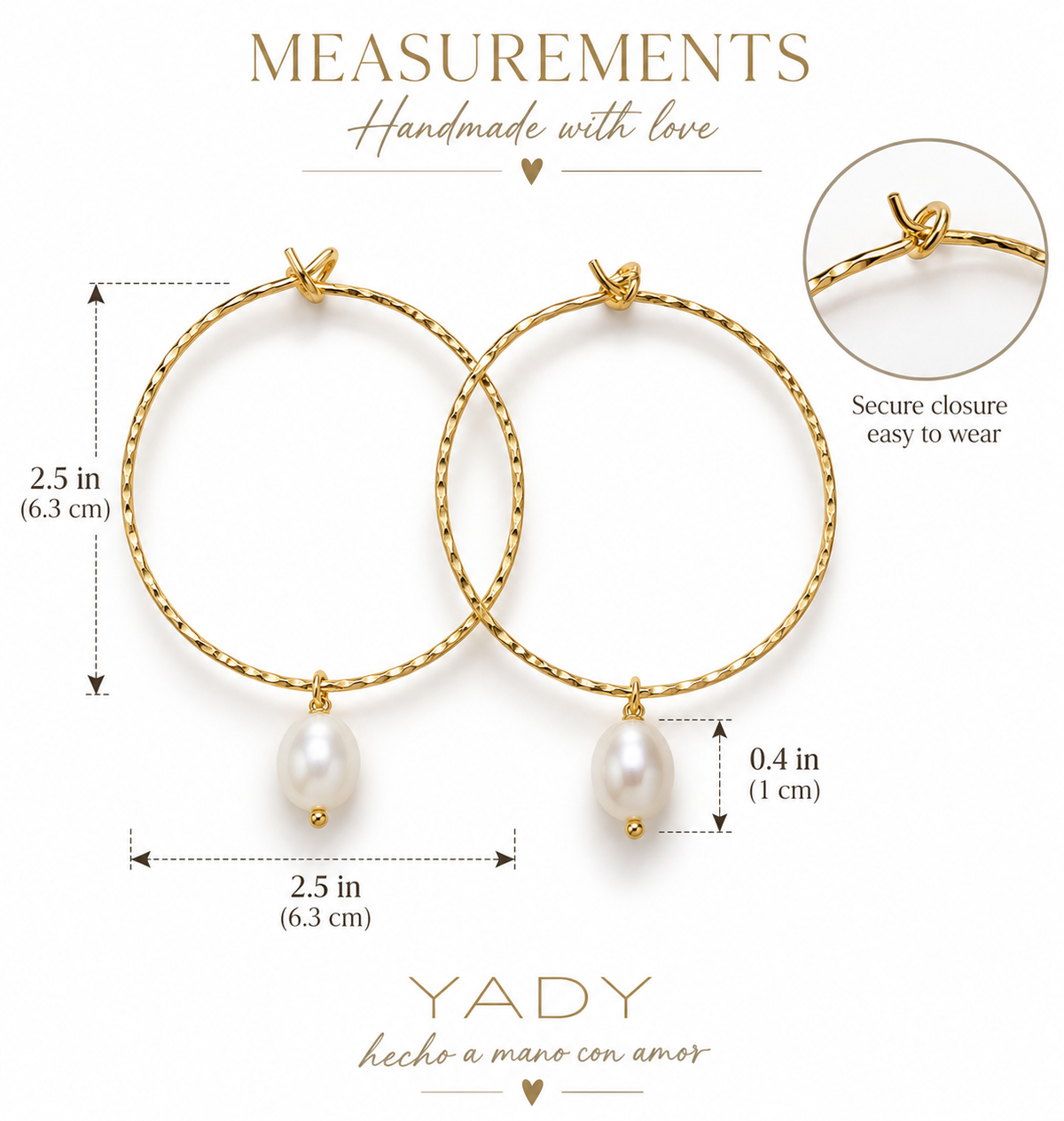 Golden Pearl Drop Hoop Earrings