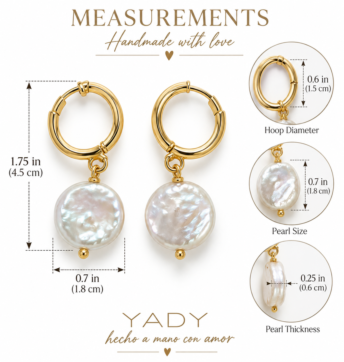 Handmade Pearl Drop Huggie Earrings