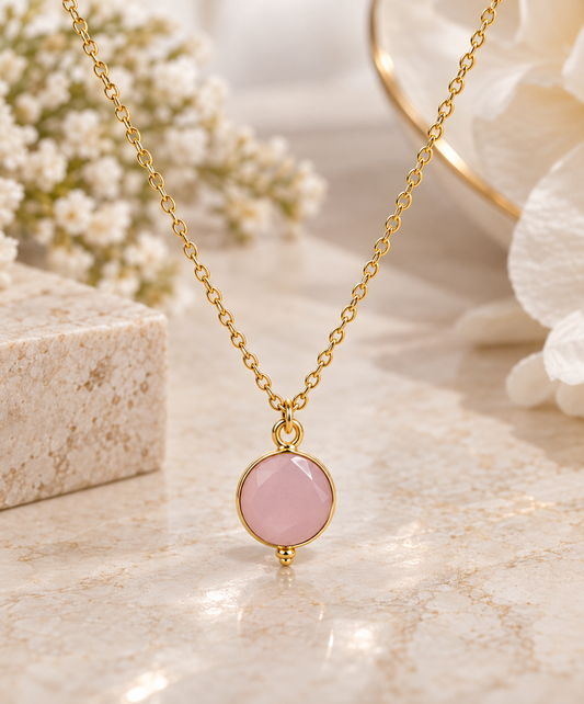 Rose Quartz Blush Pendant Necklace