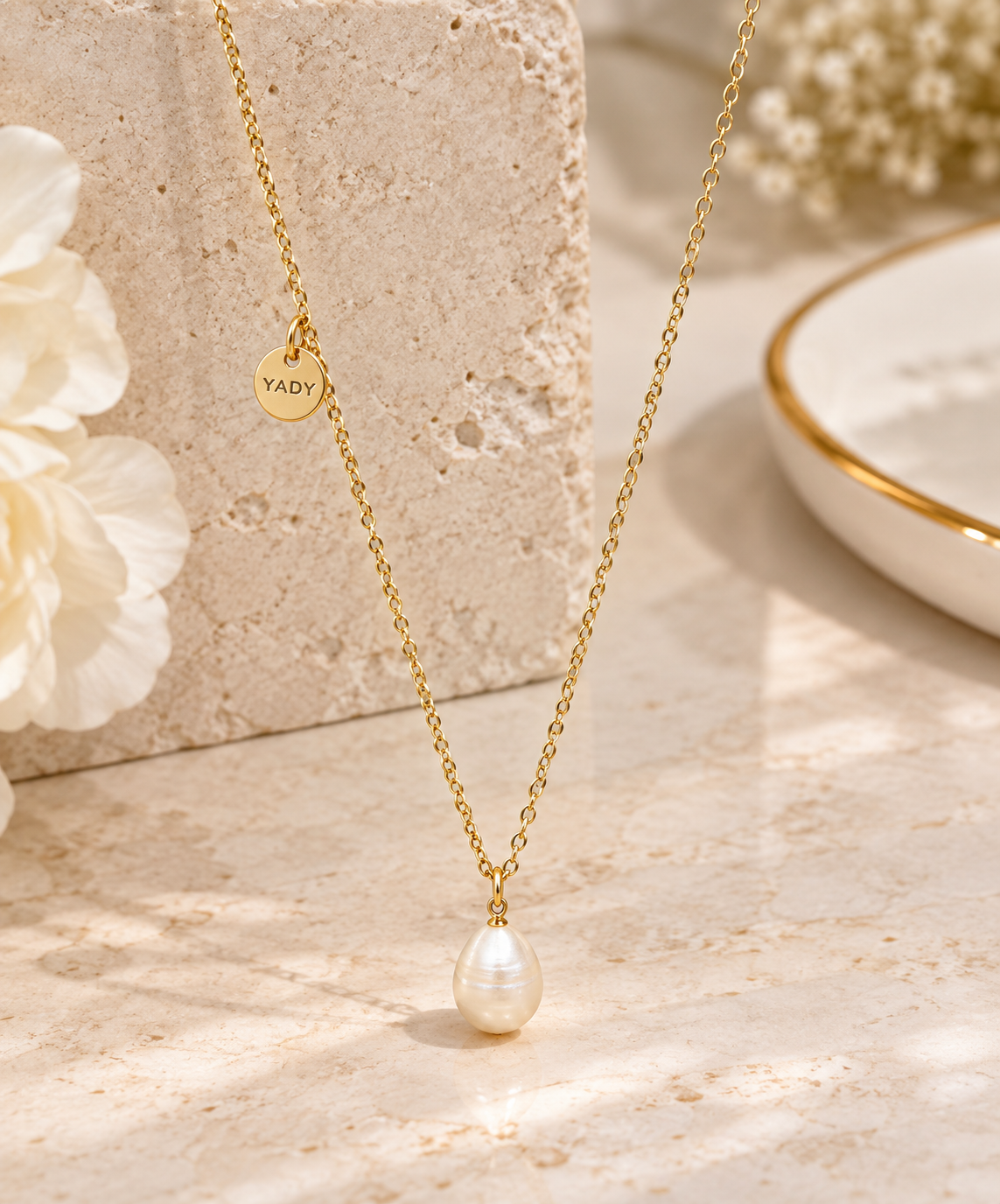 Freshwater Pearl Drop Gold Necklace