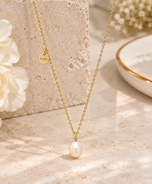 Freshwater Pearl Drop Gold Necklace