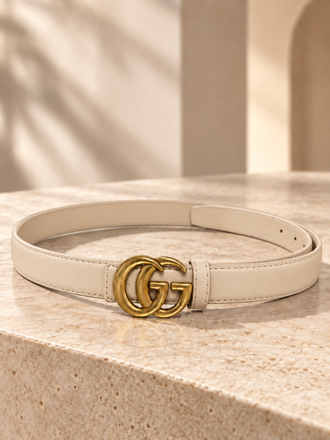 Interlocking Buckle Inspired Belt Beige