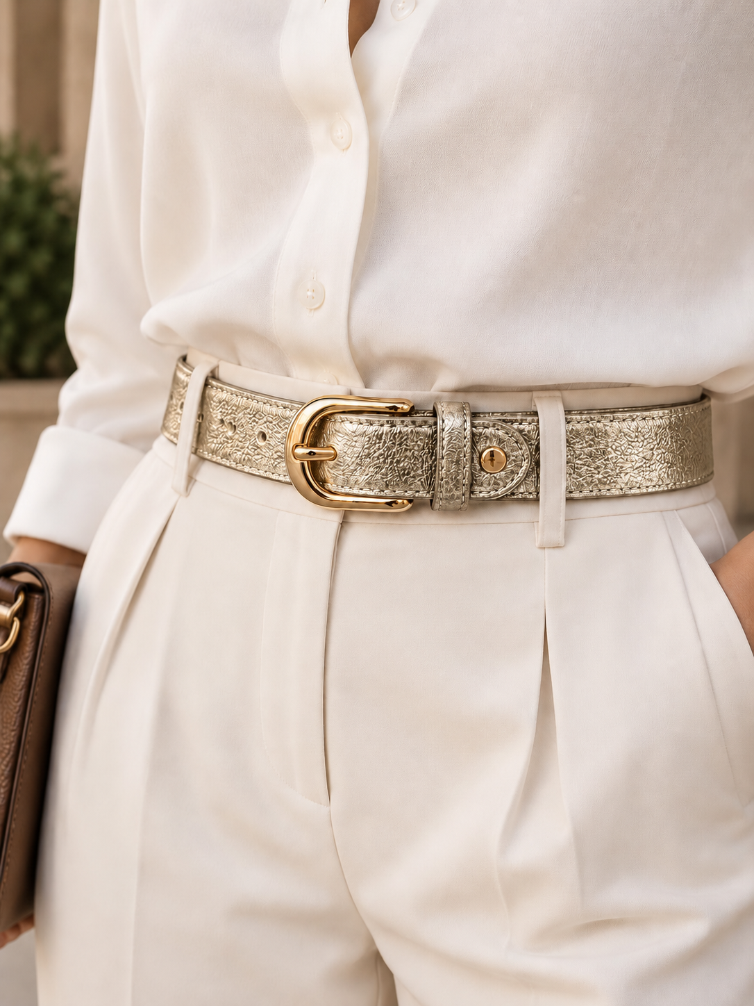 Italian Gold Leather Signature Belt