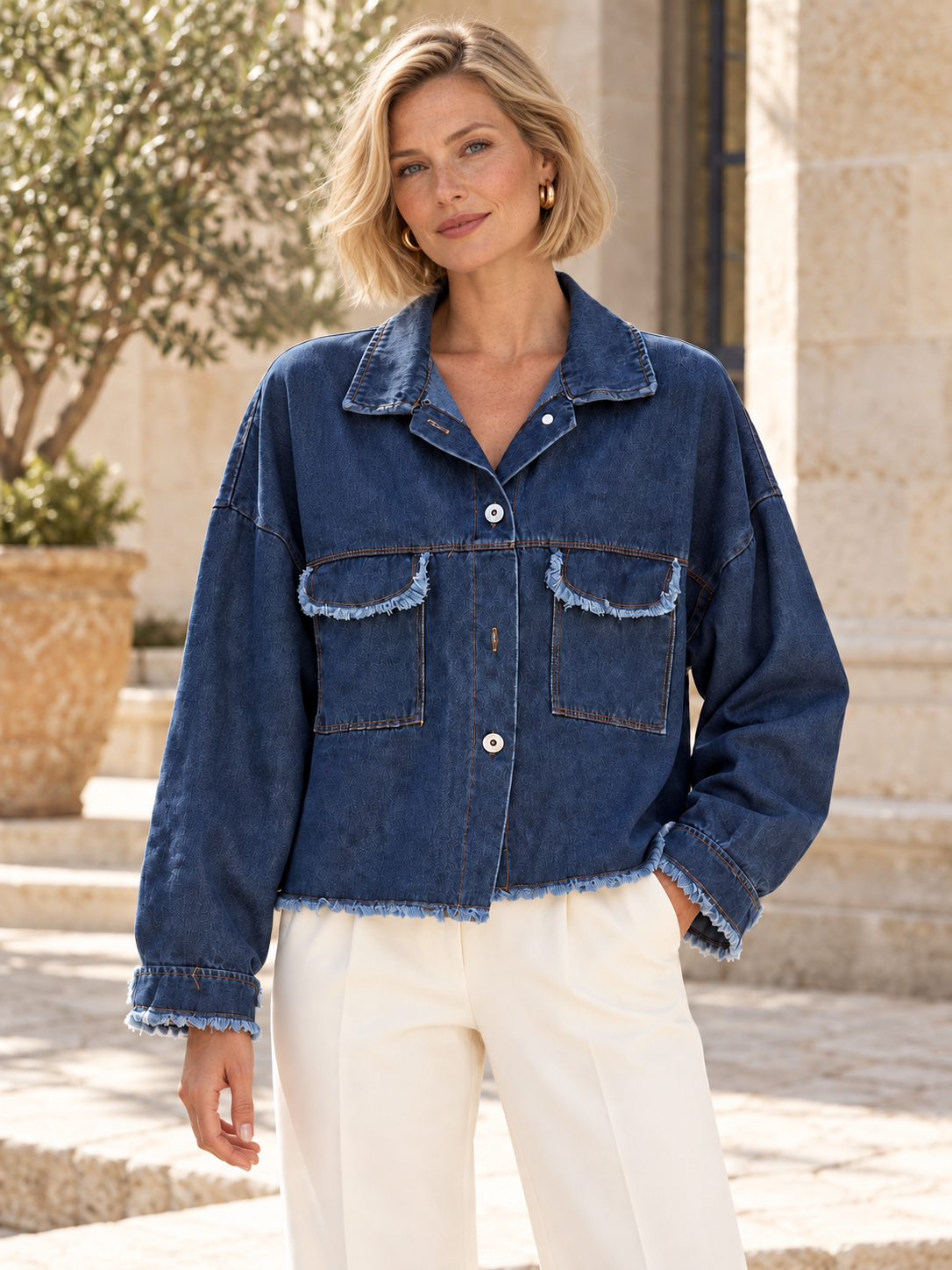 Italian Frayed Denim Jacket