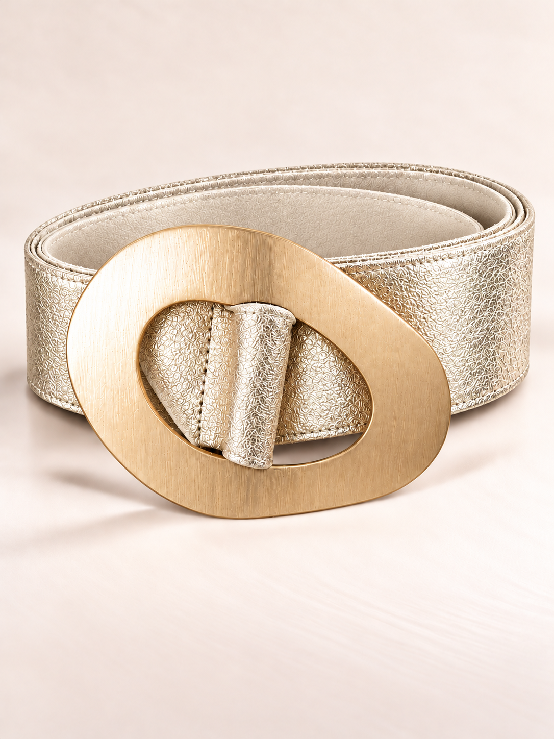Metallic Gold Belt with Brushed Statement Buckle