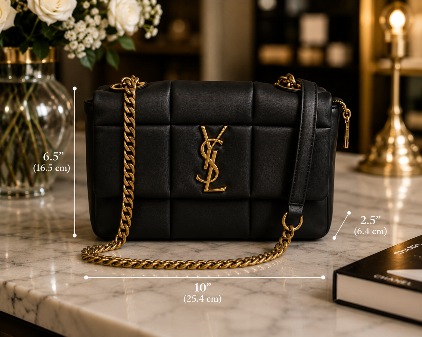 Compact Luxury Designer Inspired Bag in Black