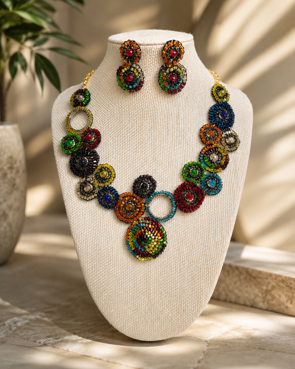 Lavish Necklace Multi Colored Stones