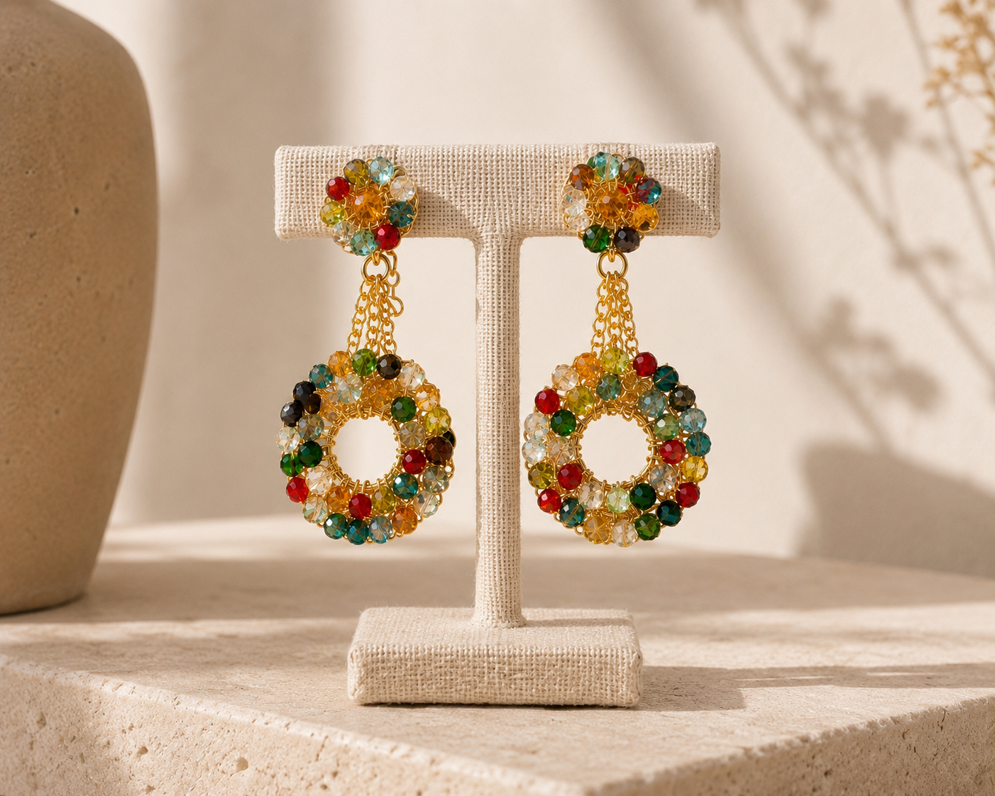 Lavish Earrings With Natural Stones