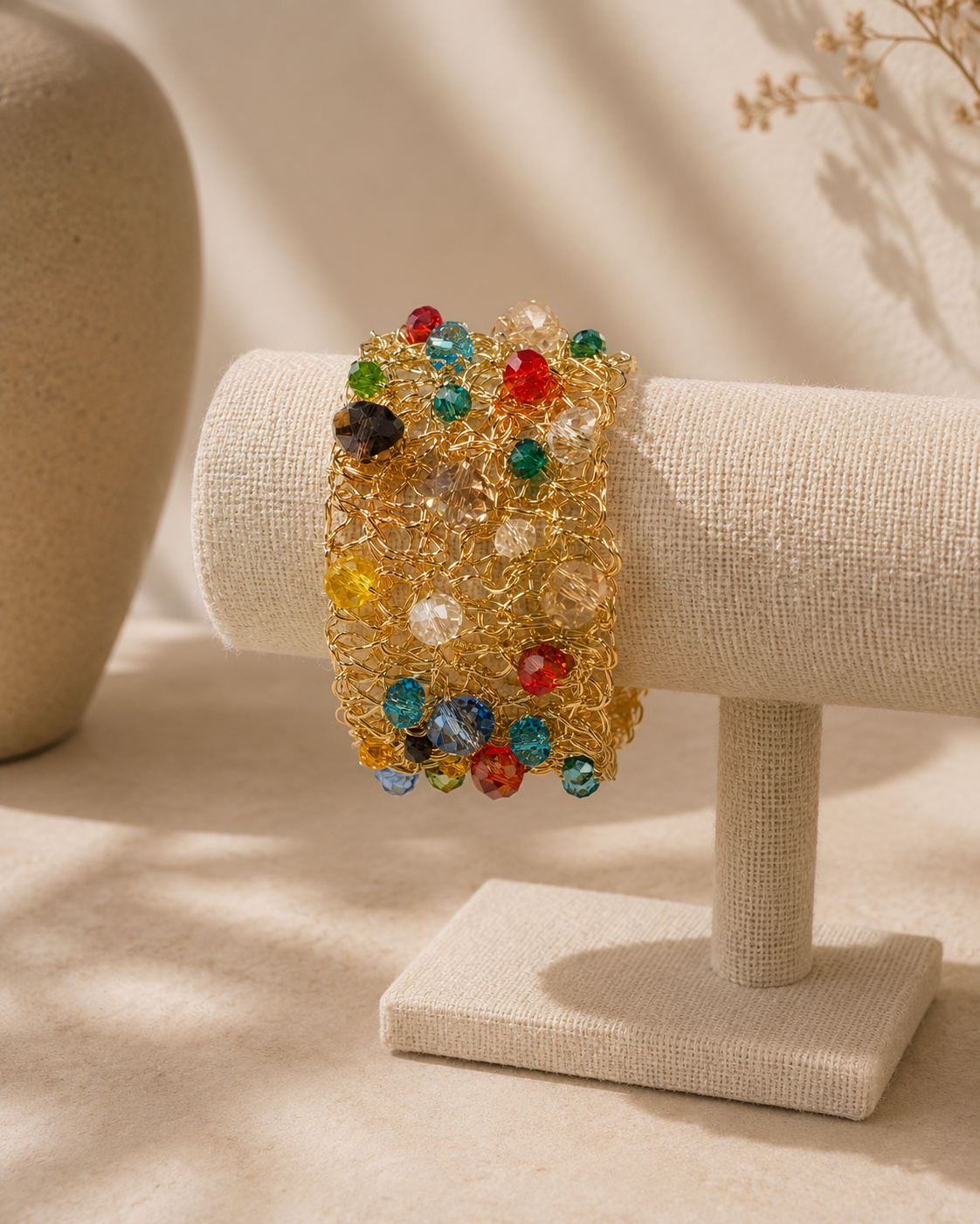 Lavish Bracelet With Natural Stones Gold Plated