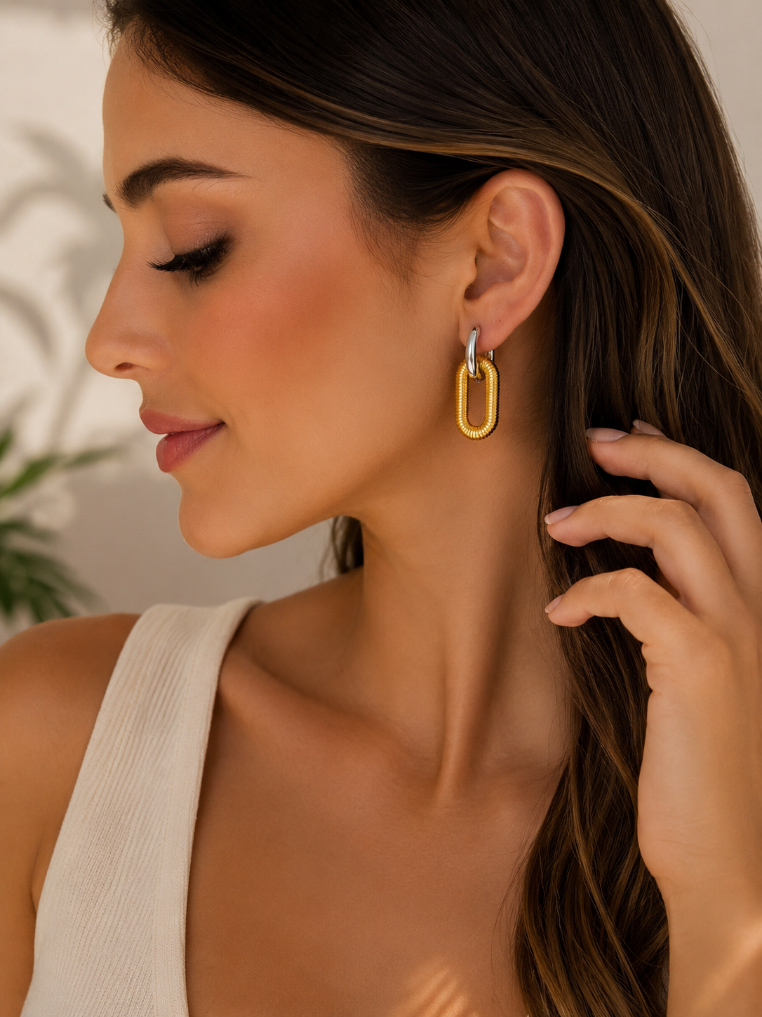 Ion Plating (IP) 18K Gold Plated Gold/Silver U Shape 304 Stainless Steel Hip-Hop Oversized Waterproof Non Tarnish Earrings