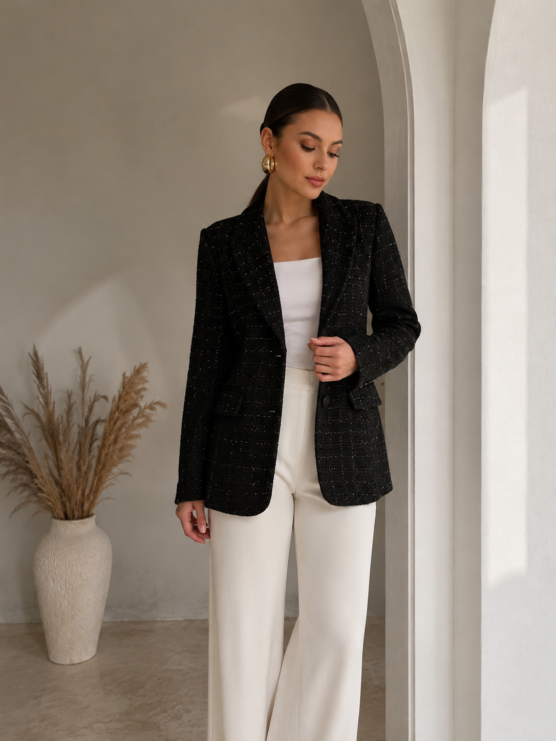 Black Blazer With Shining Details