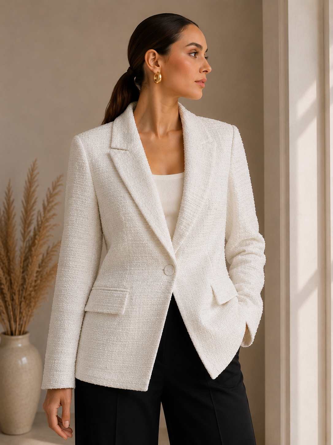White Blazer With Shining Details