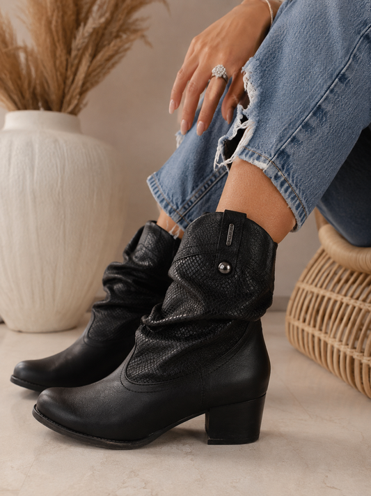 Black Boots Low (Bottucson 2 XXIII) in Snake Mamba B Preto