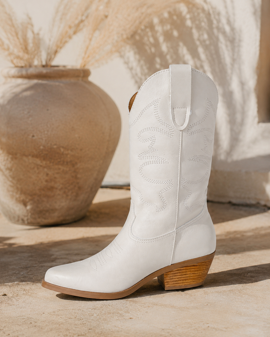 Leather High Off White Boots (Botwestern XXIII)