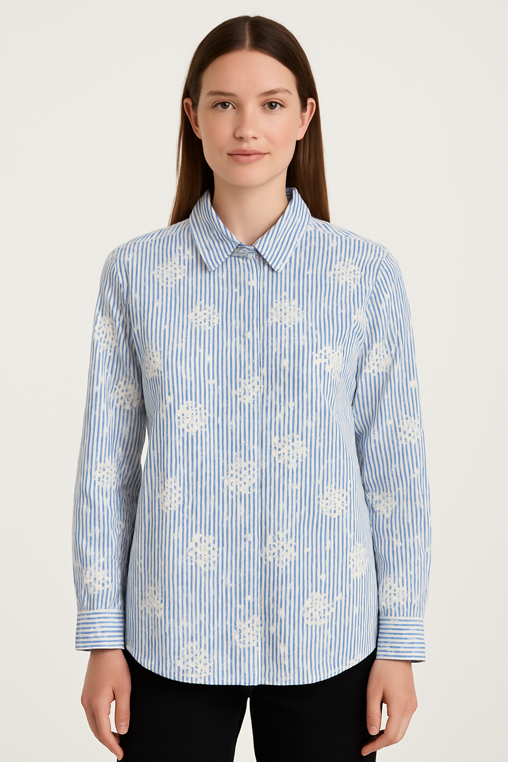 Embroidery Stripe Blouse