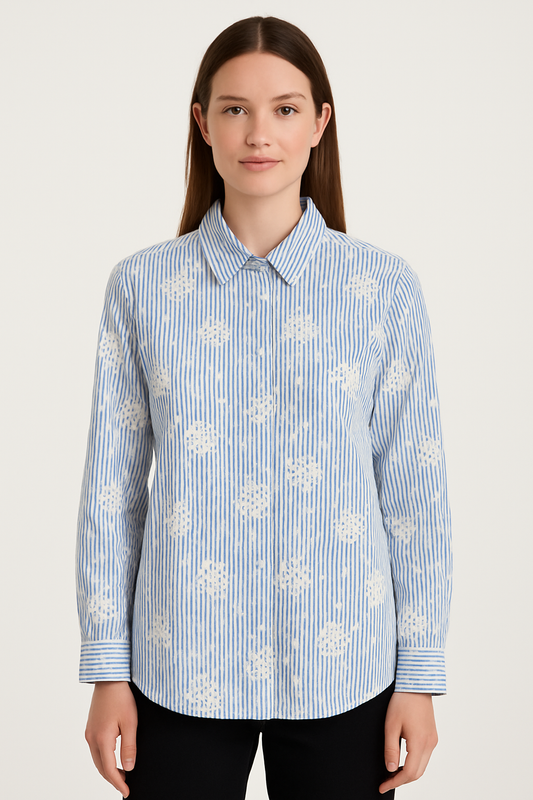 Embroidery Stripe Blouse