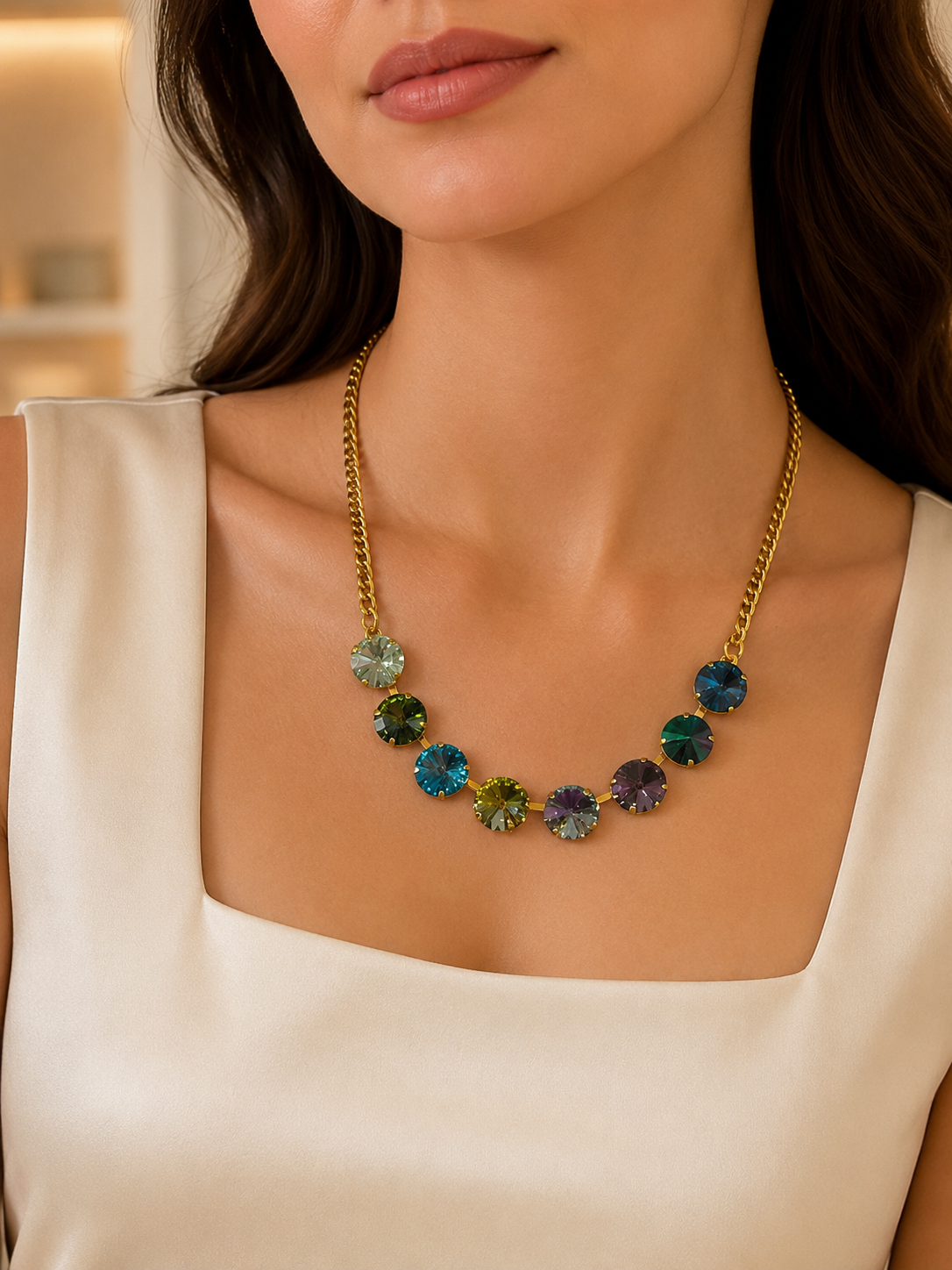 TOVA Multicolor Crystal Statement Necklace