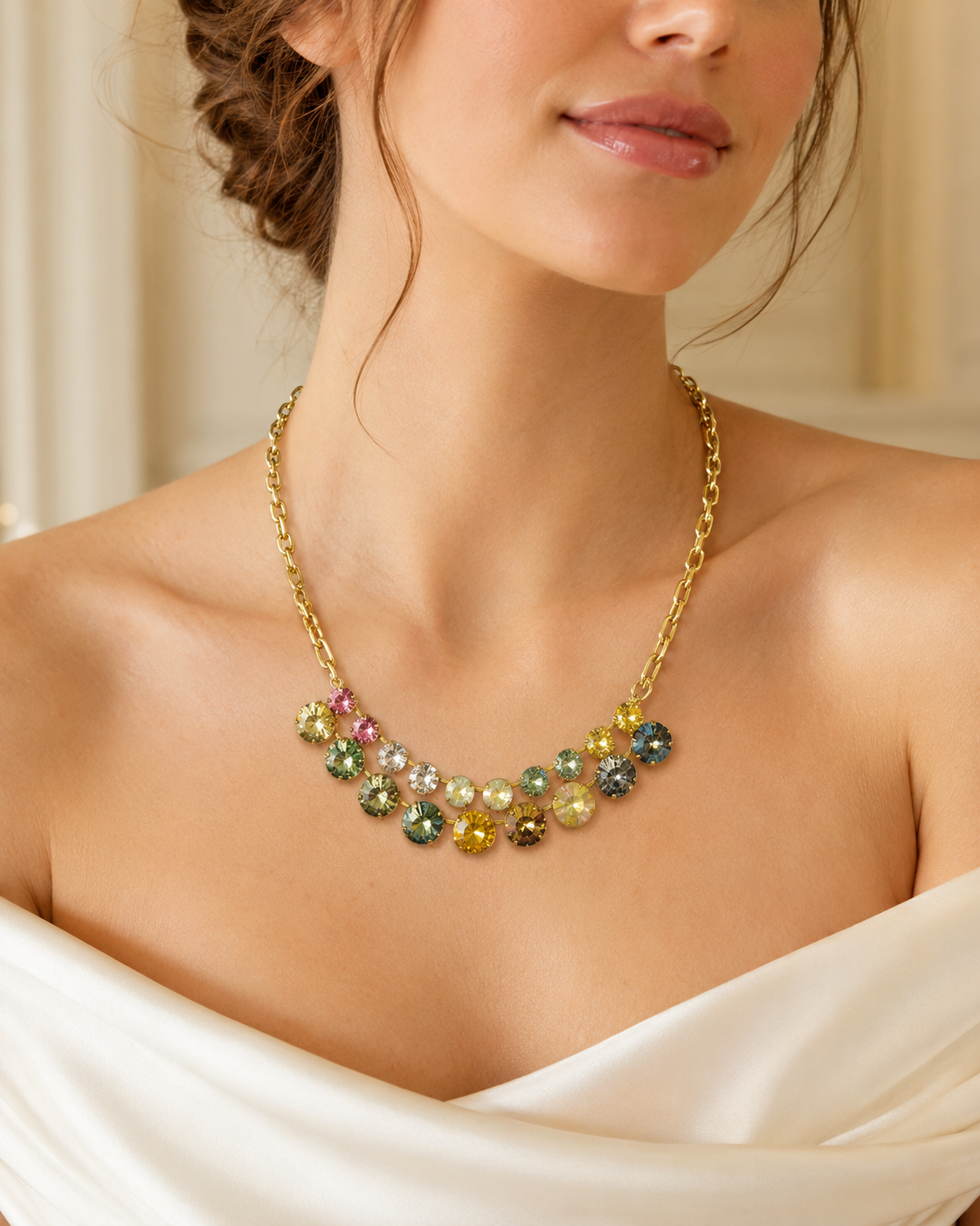 TOVA Multicolor Swarovski Crystal Statement Necklace
