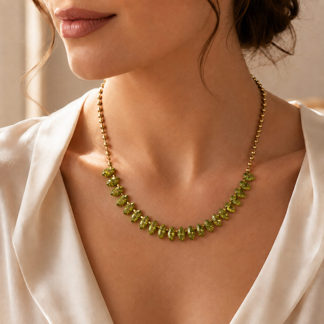 Chartreuse Swarovski Crystal Gold-Plated Necklace
