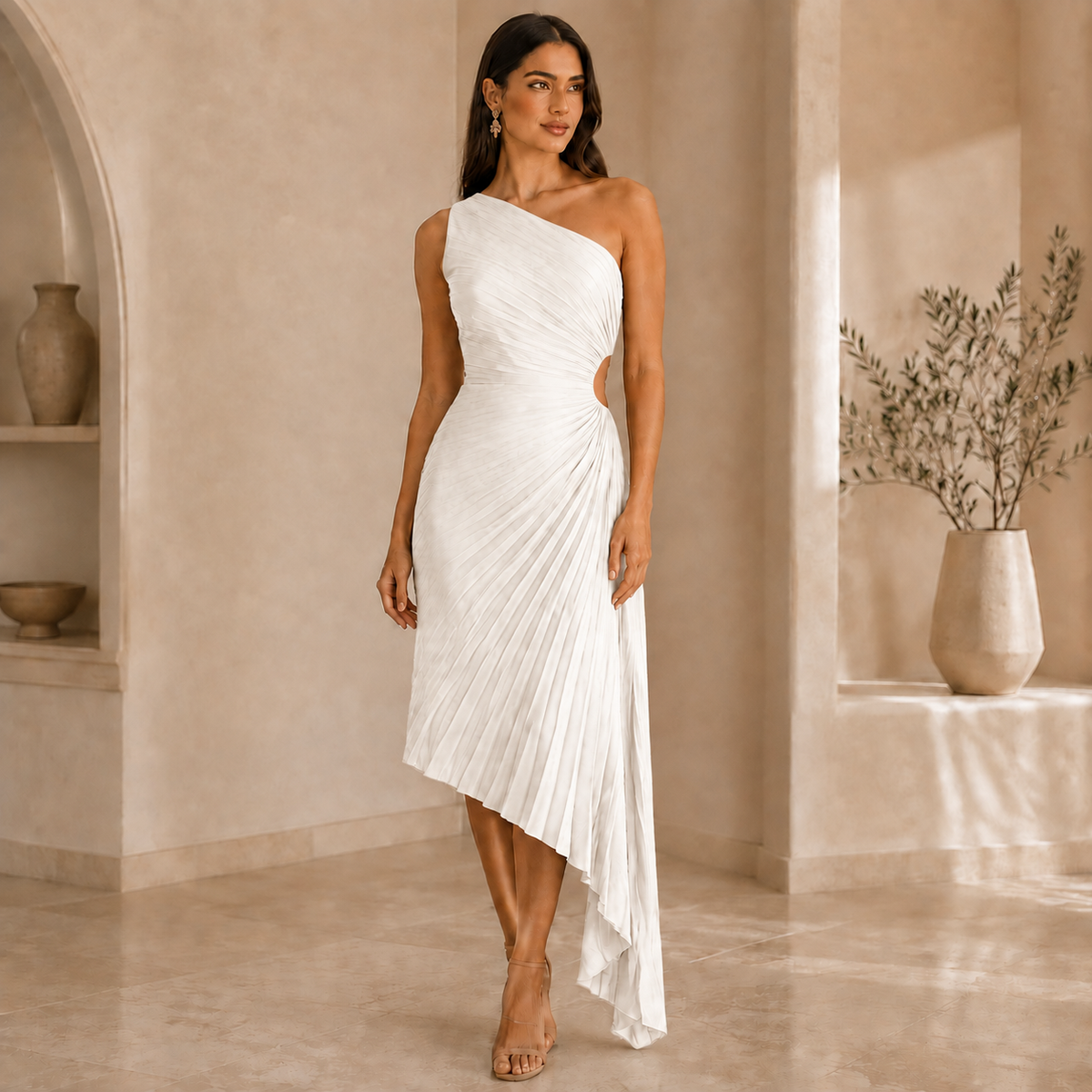 One Shoulder Midi Dress