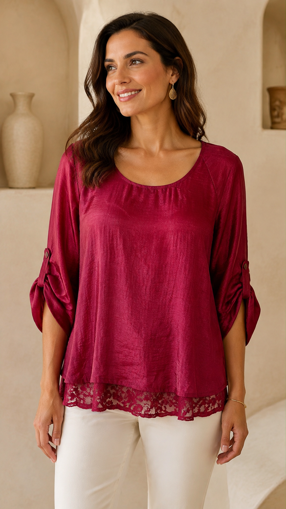 Raspberry Italian Boho Lace Set