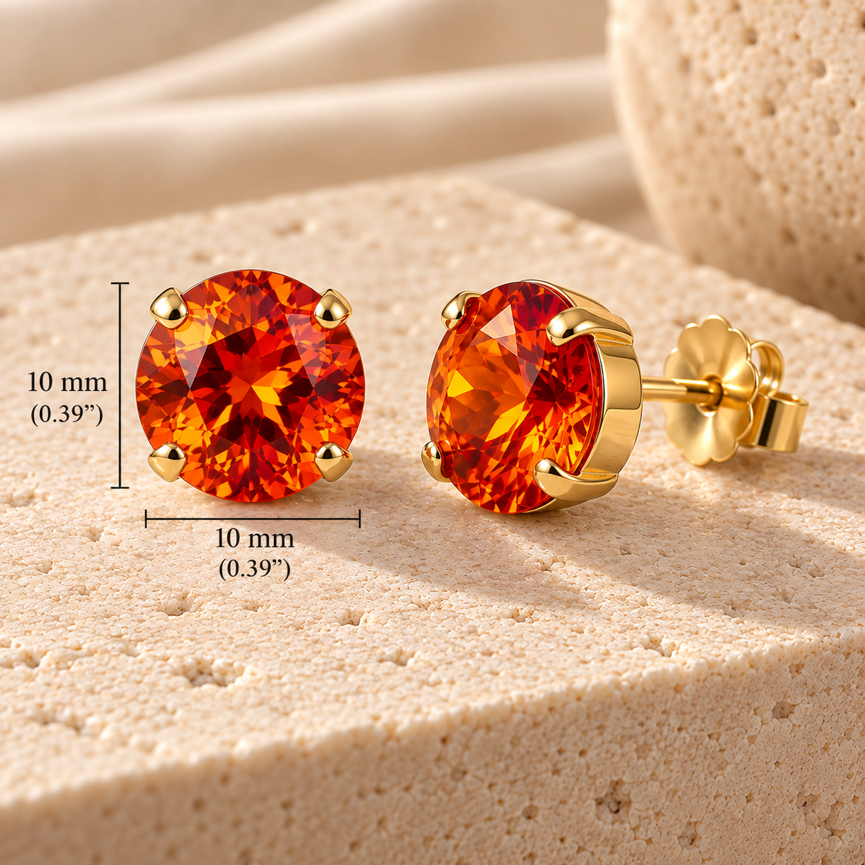 TOVA Trentley Studs in Tangerine Red