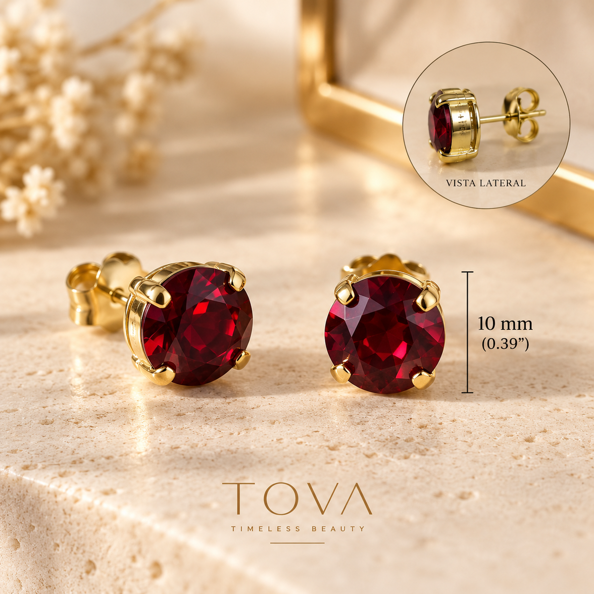 TOVA Trentley Studs in Scarlet Red