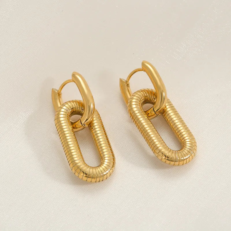 Ion Plating (IP) 18K Gold Plated Gold/Gold U Shape 304 Stainless Steel Hip-Hop Oversized Waterproof Non Tarnish Earrings