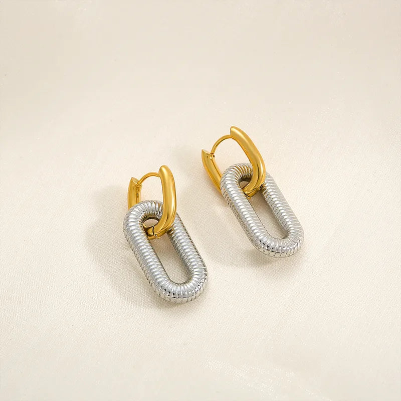 Ion Plating (IP) 18K Gold Plated Gold/Silver U Shape 304 Stainless Steel Hip-Hop Oversized Waterproof Non Tarnish Earrings