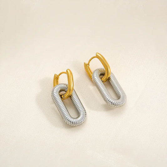 Ion Plating (IP) 18K Gold Plated Gold/Silver U Shape 304 Stainless Steel Hip-Hop Oversized Waterproof Non Tarnish Earrings