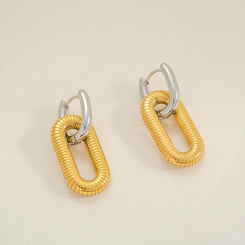 Ion Plating (IP) 18K Gold Plated Gold/Silver U Shape 304 Stainless Steel Hip-Hop Oversized Waterproof Non Tarnish Earrings