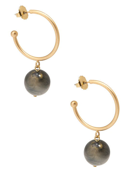 Iridescent Bead Hoop Earring in Gray