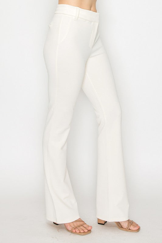 Twin Fit And Flare Mid - Rise Pants Ivory