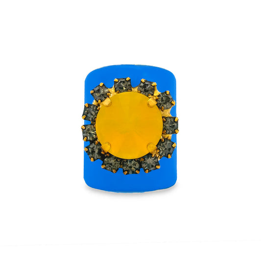 Jacci Ring in Enamel in Neon Blue