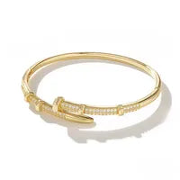 Classic Style Solid Color Copper Zircon 18K Gold Plated Inlay Bangle