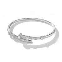 Style Solid Color Copper Zircon 18K Gold Plated Inlay Bangle Silver