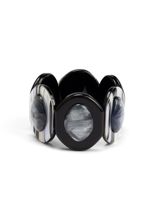 Marbled Resin Orb Stretch Bracelet Jewelry In Black