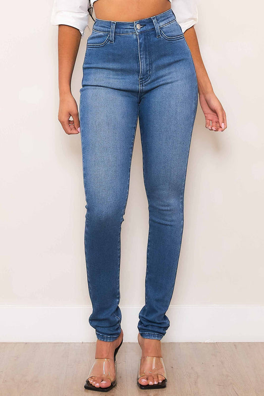 High-Rise Skinny Jeans Medium Stone