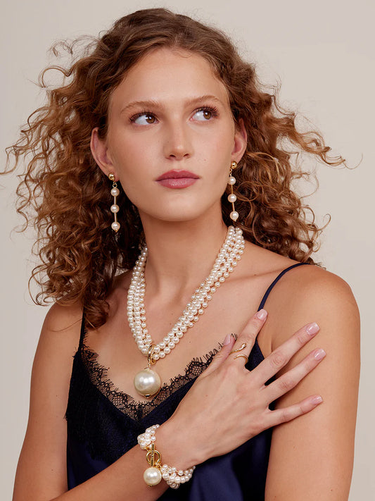Multistrand Pearl Pendant Short Necklace