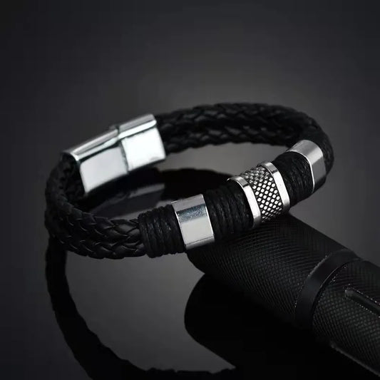 Cross Pu Leather Alloy Mens's Bracelets in Black